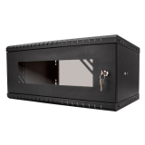 Armario en Rack 19" 4U, 450mm, Puerta de Cristal, Negro