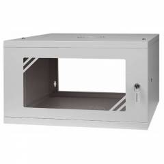 Armario en Rack 19" 6U, 450mm, Puerta de Cristal, Gris