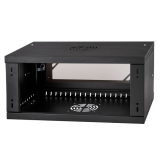 Armario en Rack 19" 6U, 450mm, Puerta de Cristal, Negro