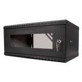 Armario en Rack 19" 6U, 450mm, Puerta de Cristal, Negro