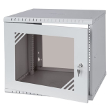 Armario en Rack 19" 9U, 450mm, Puerta de Cristal, Gris