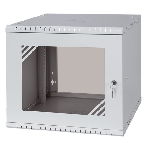 Armario en Rack 19" 9U, 450mm, Puerta de Cristal, Gris