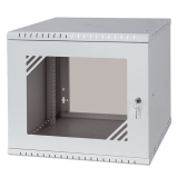 Armario en Rack 19" 9U, 450mm, Puerta de Cristal, Gris