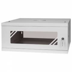 Armario en Rack 19" 4U, 450mm, Puerta de Cristal, Gris