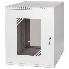 Armario en Rack 19" 12U, 450mm, Puerta de Cristal, Gris