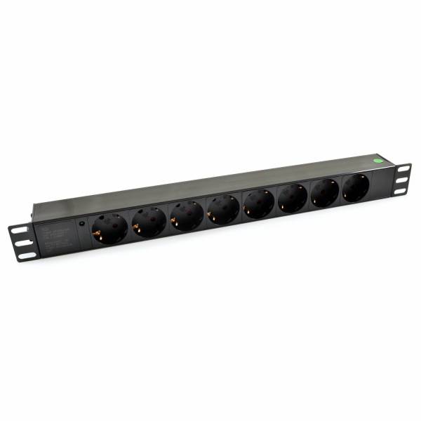 SHUCKO PDU 19" 1U Panel de PVC de diodo de 8 puertos (EU) Enchufe de la EU