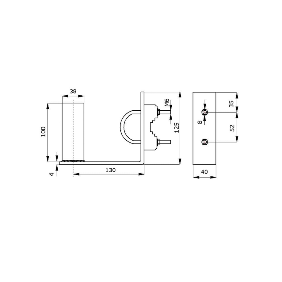 Mini Soporte de Montaje en Tubería Ø38mm L110