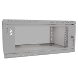 Armario en Rack 19" 4U, 350mm, Puerta de Cristal, Gris