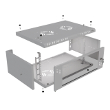 Armario en Rack 19" 4U, 350mm, Puerta de Cristal, Gris