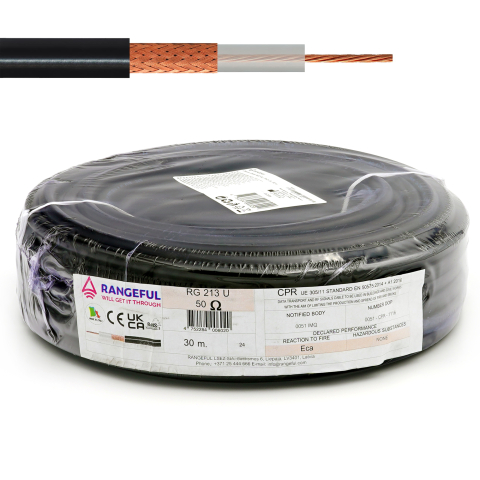 RG213U 30m cable coaxial RF 50 Ohm totalmente de cobre