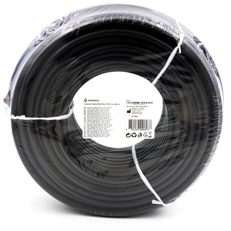 RG213U 50m cable coaxial RF 50 Ohm totalmente de cobre