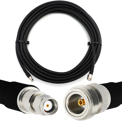 RP-SMA Macho a N Hembra 1m cable coaxial elástico — equivalente a LMR400 UF UltraFlex