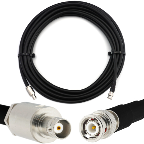 BNC Macho a BNC Hembra 1m cable coaxial elástico — equivalente a LMR400 UF UltraFlex