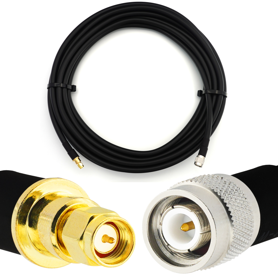 TNC Macho a SMA Macho 1m cable coaxial elástico — equivalente a LMR400 UF UltraFlex