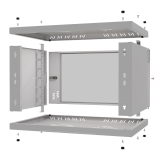 Armario en Rack 19" 6U, 350mm, Puerta de Cristal, Gris