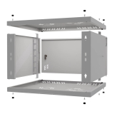 Armario en Rack 19" 6U, 450mm, Puerta Completa, Gris