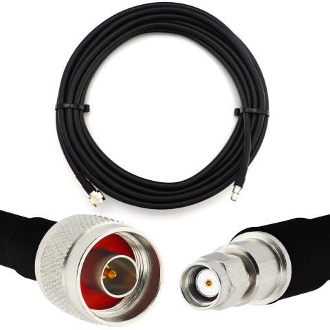 RP-SMA macho a N macho 1m cable coaxial — elástico HF-400-UF (equivalente a LMR400 UF UltraFlex)