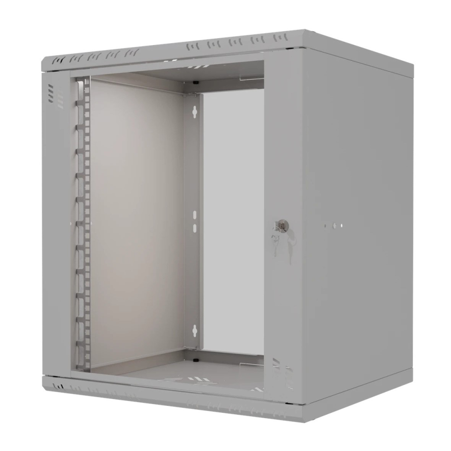 Armario en Rack 19" 12U, 450mm, Puerta de Cristal, Gris