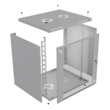 Armario en Rack 19" 12U, 450mm, Puerta de Cristal, Gris