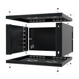 Armario en Rack 19" 6U, 450mm, Puerta Completa, Negro